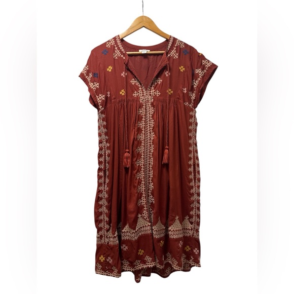 Sundance Dresses & Skirts - Sundance Embroidered Boho Mini Dress Rust Brown Petite Small PS